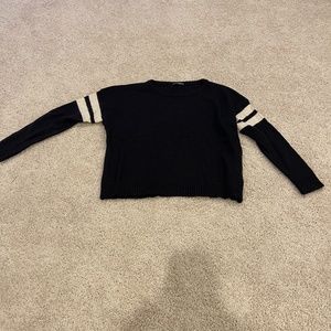 Navy Sweater with White Stripes, Brandy Melville, One Size